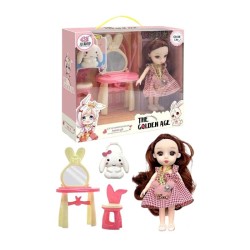 Σετ κούκλα Vintage με τουαλέτα ομορφιάς - B810046 - 215350