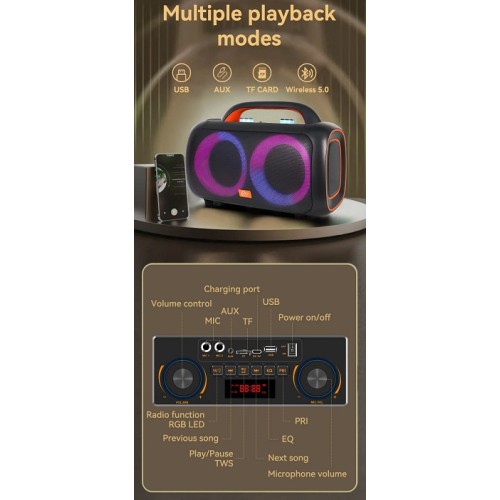 Φορητό ηχείο subwoofer με 2 μικρόφωνα Karaoke - ZQS-L19 - 801155 Φορητό ηχείο subwoofer με 2 μικρόφωνα Karaoke - ZQS-L19 - 801155