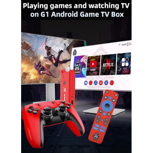 Φορητή κονσόλα παιχνιδιών Stick & Android TV Box με 2 χειριστήρια - G1 - 812938 Φορητή κονσόλα παιχνιδιών Stick & Android TV Box με 2 χειριστήρια - G1 - 812938