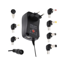 Τροφοδοτικό μετασχηματιστής με ρυθμιστή τάσης 6 βύσματα και θύρα USB - 30W - 812990