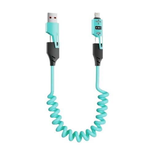 Καλώδιο φόρτισης & data σπιράλ - 4in1 - Fast Charge - X204 - 27-65W - 102048 - Blue Καλώδιο φόρτισης & data σπιράλ - 4in1 - Fast Charge - X204 - 27-65W - 102048 - Blue