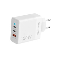 Αντάπτορας φόρτισης Fast Charge με 3 θύρες USB-A & Type-C - 120W - CX-180B - 271801 - White