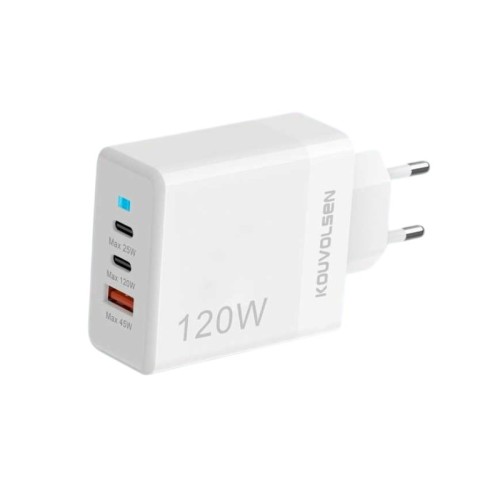 Αντάπτορας φόρτισης Fast Charge με 3 θύρες USB-A & Type-C - 120W - CX-180B - 271801 - White