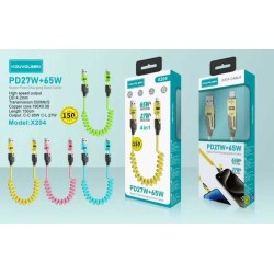 Καλώδιο φόρτισης & data σπιράλ - 4in1 - Fast Charge - X204 - 27-65W - 102048 - Blue Καλώδιο φόρτισης & data σπιράλ - 4in1 - Fast Charge - X204 - 27-65W - 102048 - Blue