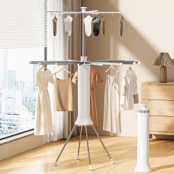 Πτυσσόμενη κρεμάστρα δαπέδου & απλώστρα ρούχων τροχήλατη - 12003-2 - 114272