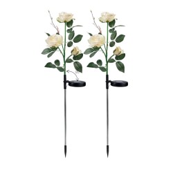 Φωτιζόμενα διακοσμητικά λουλούδια LED με ηλιακό πάνελ - 2pcs - 150333 - White Φωτιζόμενα διακοσμητικά λουλούδια LED με ηλιακό πάνελ - 2pcs - 150333 - White