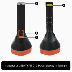 Επαναφορτιζόμενος φακός LED - 88069 - 182752 - Red/Black