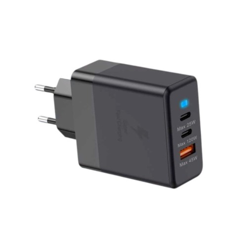 Αντάπτορας φόρτισης Fast Charge με 3 θύρες USB-A & Type-C - 120W - CX-180B - 271801 - Black Αντάπτορας φόρτισης Fast Charge με 3 θύρες USB-A & Type-C - 120W - CX-180B - 271801 - Black