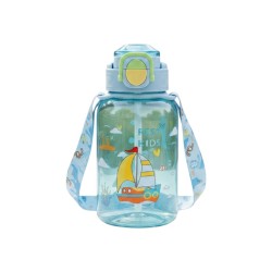 Παιδικό παγούρι πλαστικό με καλαμάκι - 600ml - 413241 - Blue