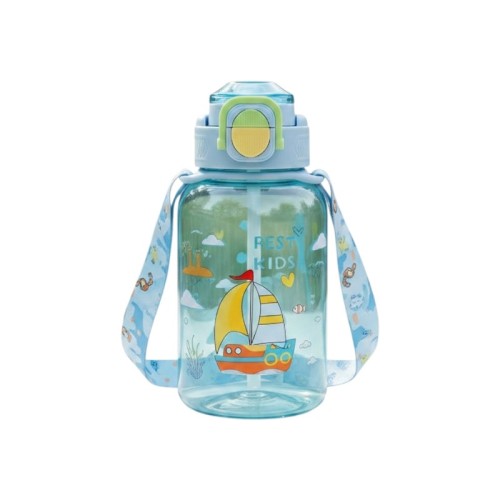 Παιδικό παγούρι πλαστικό με καλαμάκι - 600ml - 413241 - Blue