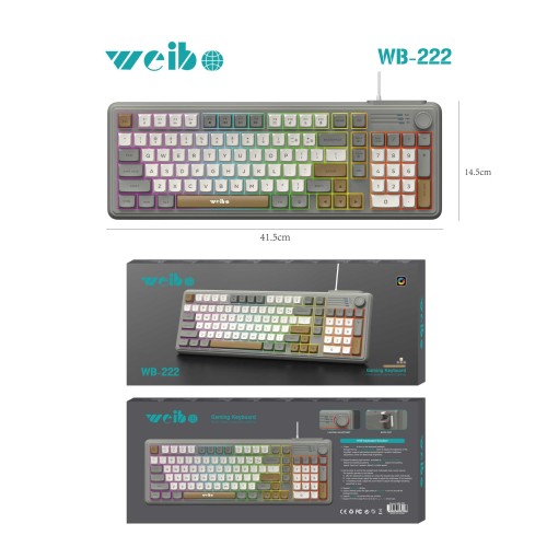 Ενσύρματο πληκτρολόγιο Η/Υ - LED RGB - WB-222 - Weibo - 658335 Ενσύρματο πληκτρολόγιο Η/Υ - LED RGB - WB-222 - Weibo - 658335