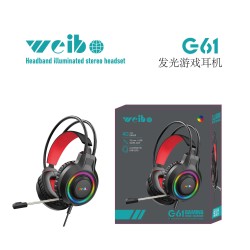 Ενσύρματα ακουστικά Gaming - LED RGB - G61 - Weibo - 658502
