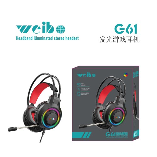 Ενσύρματα ακουστικά Gaming - LED RGB - G61 - Weibo - 658502 Ενσύρματα ακουστικά Gaming - LED RGB - G61 - Weibo - 658502