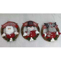 Χριστουγεννιάτικο διακοσμητικό κρεμαστό στεφάνι με φιγούρα - 30x30cm - 212184