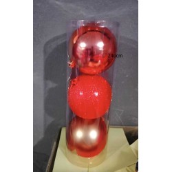 Σετ Χριστουγεννιάτικες μπάλες - 12cm - 3pcs - 326123 - Red