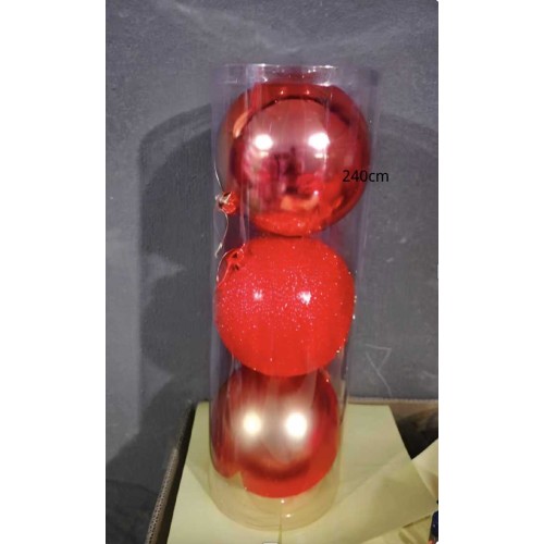 Σετ Χριστουγεννιάτικες μπάλες - 12cm - 3pcs - 326123 - Red