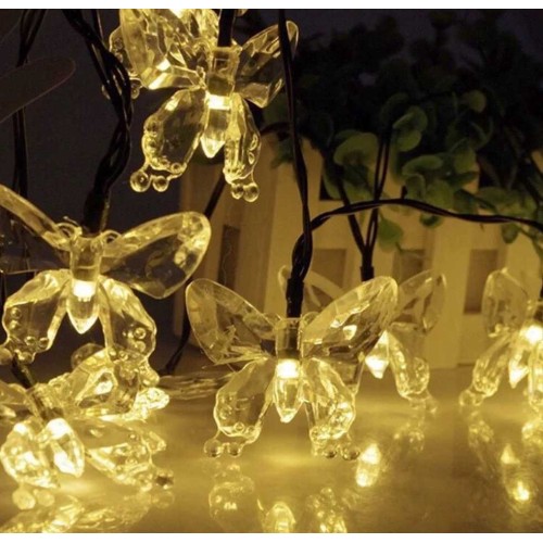 Ηλιακή γιρλάντα φωτισμού LED - Πεταλούδα - 5m+1m - 20D - 152837 - Warm White