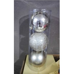 Σετ Χριστουγεννιάτικες μπάλες - 12cm - 3pcs - 326123 - Silver