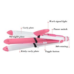 Ισιωτική μαλλιών - 3in1 - KM-1213 - Multistyler - Kemei - Pink/White