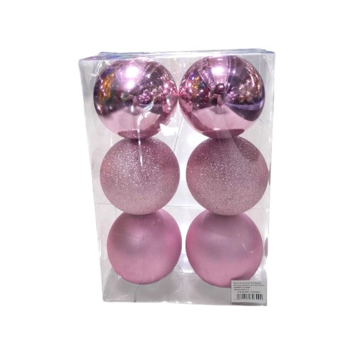 Σετ Χριστουγεννιάτικες μπάλες - 10cm - 6pcs - 326000 - Pink