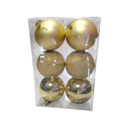 Σετ Χριστουγεννιάτικες μπάλες - 8cm - 6pcs - 326031 - Gold