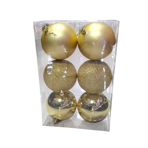 Σετ Χριστουγεννιάτικες μπάλες - 10cm - 6pcs - 326000 - Gold