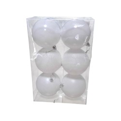 Σετ Χριστουγεννιάτικες μπάλες - 8cm - 6pcs - 326031 - White