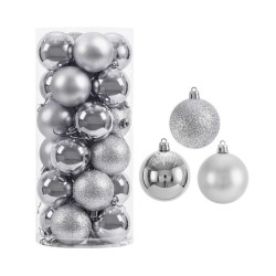 Σετ Χριστουγεννιάτικες μπάλες - 10cm - 20pcs - 326017 - Silver