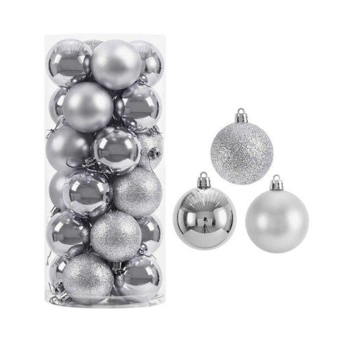 Σετ Χριστουγεννιάτικες μπάλες - 10cm - 20pcs - 326017 - Silver