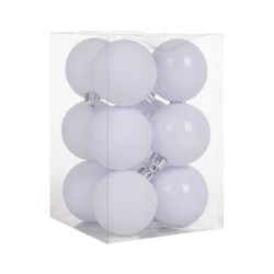 Σετ Χριστουγεννιάτικες μπάλες - 8cm - 12pcs - 326062 - White