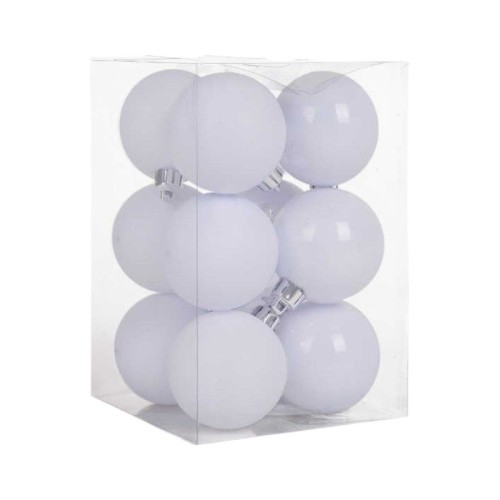 Σετ Χριστουγεννιάτικες μπάλες - 8cm - 12pcs - 326062 - White