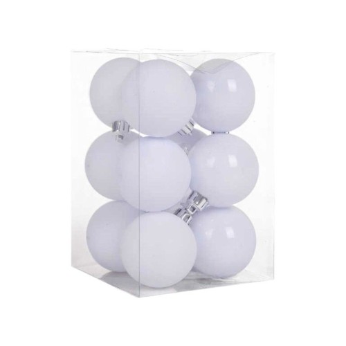 Σετ Χριστουγεννιάτικες μπάλες - 8cm - 12pcs - 326079 - White