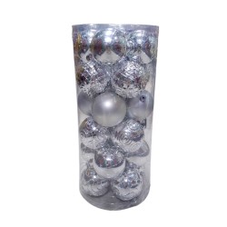 Σετ Χριστουγεννιάτικες μπάλες - 8cm - 24pcs - 326093 - Silver