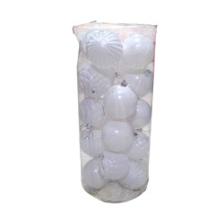 Σετ Χριστουγεννιάτικες μπάλες - 8cm - 24pcs - 326093 - White