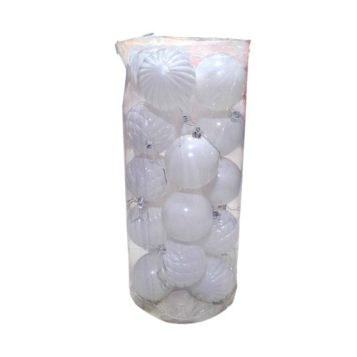 Σετ Χριστουγεννιάτικες μπάλες - 8cm - 24pcs - 326093 - White