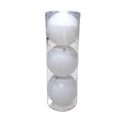 Σετ Χριστουγεννιάτικες μπάλες - 12cm - 3pcs - 326123 - White