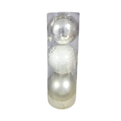 Σετ Χριστουγεννιάτικες μπάλες - 12cm - 3pcs - 326123 - White