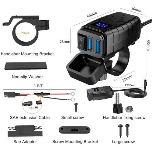 Αντάπτορας φόρτισης μοτοσυκλέτας USB - MQ3103 - 330001