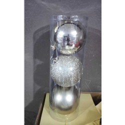 Σετ Χριστουγεννιάτικες μπάλες - 15cm - 3pcs - 326130 - Silver