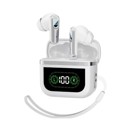 Ασύρματα ακουστικά Bluetooth με ψηφιακή οθόνη & θήκη φόρτισης - J61 - 814031 - White