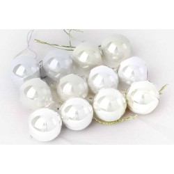 Σετ Χριστουγεννιάτικες μπάλες - 8cm - 12pcs - 326048 - White