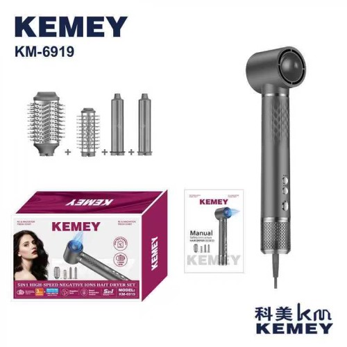 Πιστολάκι & ηλεκτρική βούρτσα μαλλιών - 5in1 - KM-6919 - Kemei