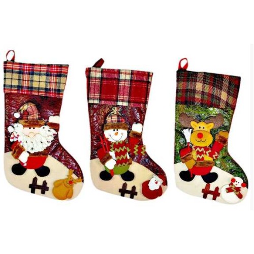 Χριστουγεννιάτικη διακοσμητική κάλτσα κρεμαστή - 30x47cm - 212191