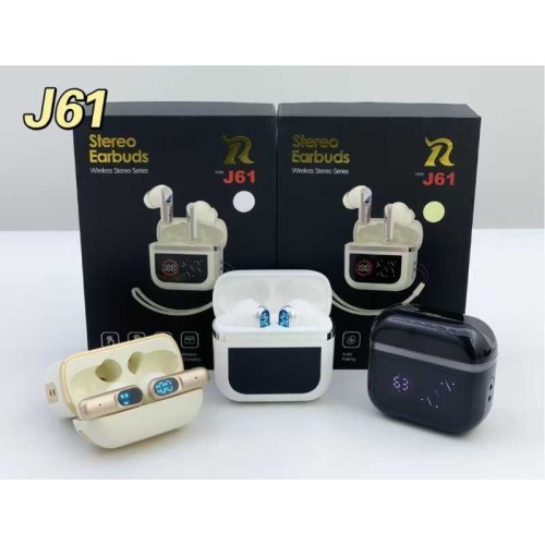 Ασύρματα ακουστικά Bluetooth με ψηφιακή οθόνη & θήκη φόρτισης - J61 - 814031 - Gold