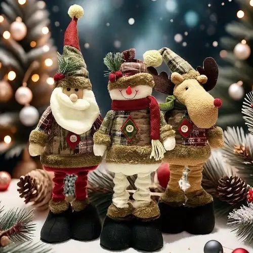 Χριστουγεννιάτικη λούτρινη κούκλα με πτυσσόμενα πόδια - 45cm - 212207