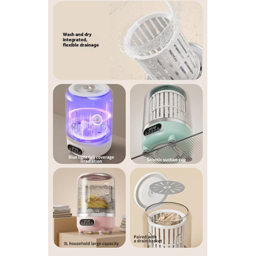 Φορητό επαναφορτιζόμενο πλυντήριο ρούχων mini - HP909 - 457658 - Pink