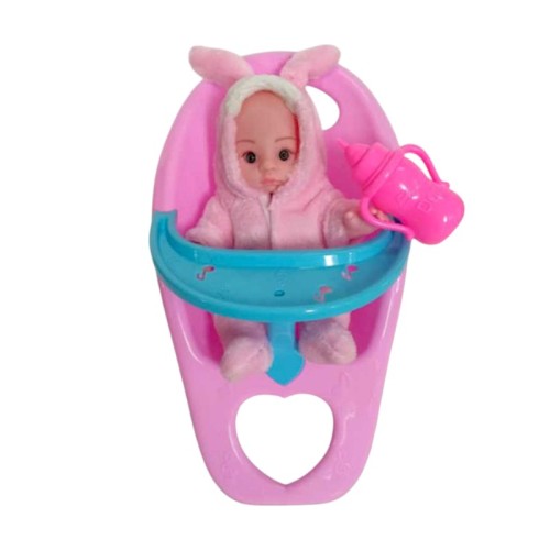 Κούκλα μωρό με καρεκλάκι φαγητού - 663 - 917395