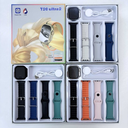 Σετ Smartwatch με 4 λουράκια - T20 UItra2 - 814208 - Black