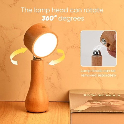 Επαναφορτιζόμενο επιτραπέζιο φωτιστικό LED περιστρεφόμενο - 215358 - Dark Brown