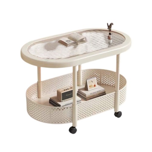 Τροχήλατο βοηθητικό τραπέζι σαλονιού διώροφο - 10713 - 282173 - White